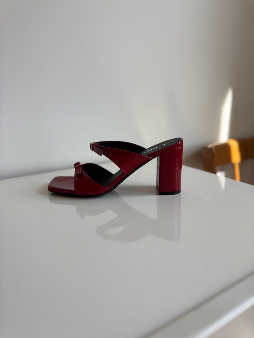 Red Patent Block Heel Sandals - L'Idea - Picture 5 of 5